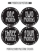 Months In Motion Gender Neutral Baby Month Stickers - Monthly Milestone Sticker for Boy or Girl - Infant Photo Prop for First Year - Shower Gift - Newborn Keepsakes - Unisex - Style 1027