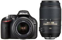 Nikon Digital Single-lens Reflex Camera D5200 Double Zoom Kit Af-s Dx Nikkor 18-55mm F/3.5-5.6g Vr / Af-s Dx Nikkor 55-300mm F/4.5-5.6g Ed Vr Black D5200wzbk