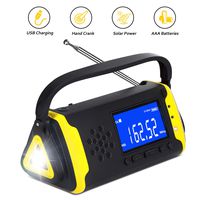 NOAA Wather Alert Radio Emergency Radio Hand Crank Solar Portable Radio Digital AM/FM Radio with AUX Iutput, Bright Flashlight, 4000mAh Battery Capacity, LCD Screen and SOS Alarm(Yellow)