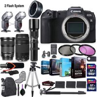 Canon EOS RP Mirrorless Camera w/ 3 Lenses (Canon EF 24-105mm f/3.5-5.6 is STM, Canon EF 75-300mm f/4-5.6 III & 500mm Manual Preset) + 2 Flash System and Deluxe Accessory Kit