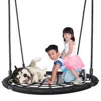 SUPER DEAL Largest 48" Web Tree Swing Set - Extra Large Platform - 360 Rotate°- Adjustable Hanging Ropes - Attaches to Trees or Existing Swing Sets - for Multiple Kids or Adult