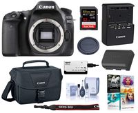 Canon EOS 80D DSLR Camera Body, Black - Bundle With Camera Bag, 32GB Class 10 SDHC Card, Cleaning Kit, Software Package, SD Card Reader