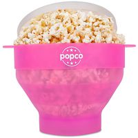 The Original Popco Silicone Microwave Popcorn Popper with Handles, Silicone Popcorn Maker, Collapsible Bowl Bpa Free and Dishwasher Safe - 10 Colors Available (Transparent Pink)