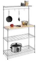 Whitmor Supreme Baker's Rack with Food Safe Removable Wood Cutting Board - Chrome