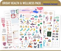 Oriday Health & Wellness, Workout - Set of 366 Stickers, 6 Sheets for Fitness Stickers - Mom, Student, Habit Tracker, for Monthly, Weekly & Daily Planner, Calendar or Journal - Sticker Book for Women