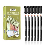 NoteShield Counterfeit Bill Detector Markers - Counterfeit Money Loss Prevention - Small Business Security Dollar Tester Markers (6 Pens)