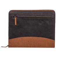 The Leather Warehouse Zipper Padfolio / Portfolio Resume Folder Men Women With A4 Size Pocket Interview Legal Document Organiser - Black and Brown