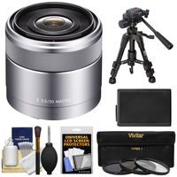 Sony Alpha E-Mount 30mm f/3.5 Macro Lens & NP-FW50 Battery + 3 Filters + Macro Tripod Kit for A7, A7R, A7S Mark II, A5100, A6000, A6300 Cameras