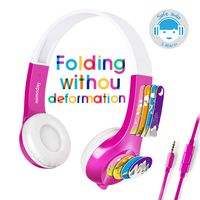 Kids Headphones -Over-Ear,Folding Without Deformation, HD Sound Headphones for Kids, 85db Volume Limited Safe Headset/Mic for 3.5mm/PC/Cellphone/mp3 - Children's Headphones (red)