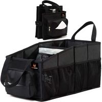 FoxBoxUsa Tote Car Organizer Front Seat with Tissue Box & Cup Holder | Back Seat Car Organizer Between Seats | Passenger Seat Floor Organizer Under Seat | Backseat Police Storage Container