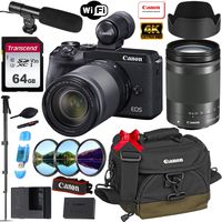 Canon EOS M6 Mark II Mirrorless Digital Camera with 18-150mm Lens and EVF-DC2 Viewfinder (Black) + Prime Accessory Bundle with 64GB Memory, Canon Case & More