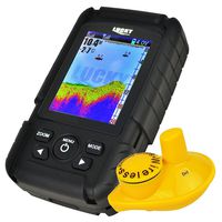 LUCKY Rechargeable Colored LCD Fish Finder Locator Detector 100m (328ft) Wireless Sonar Sensor & 45M (145ft) Depth Coverage, Fish & Depth Alarm, Water Temperature °C or °F. Waterproof