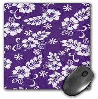 3dRose Purple Background and Hibiscus Flower Pattern A Great Tropical Addition for Beach Lovers Mouse Pad (mp_110996_1)
