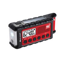 Midland - ER310, Emergency Crank Weather AM/FM Radio - Multiple Power Sources, SOS Emergency Flashlight, Ultrasonic Dog Whistle, NOAA Weather Scan + Alert (Red/Black)