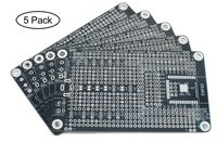 CircuitSetup Solderable Breadboard PCB & ESP32/ESP8266 Module Breakout for IoT Prototyping - 3.78"x2.2" (96x56mm) 5-Pack