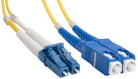 Amphenol FO-DLSCDLLC00-002 SC-LC Duplex Single-Mode Fiber Optic Patch Cable, 9/125 OS1, OFNR, 2 m, 6.6', Yellow