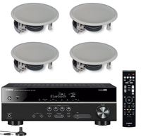 Yamaha 5.1-Channel Wireless Bluetooth 4K A/V Home Theater Receiver + Yamaha Easy-to-Install Natural Sound 2-Way Flush Mount In-Ceiling Speakers (Set of 4)