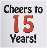 3dRose Cheers to 15 Years Red 6 x 6 Inches Greeting Cards, Set of 6 (gc_193574_1)