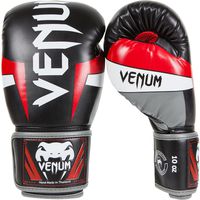 Venum Elite Boxing Gloves, Black/Red/Grey, 10-Ounce