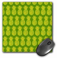 3D Rose"Cool Tropical Pineapple Pattern in Green and Yellow" Matte Finish Mouse Pad - 8 x 8" - mp_219267_1