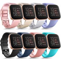 Tobfit Sport Bands Compatible with Versa/Versa Lite/SE, Soft TPU Wristbands Accessories for Women Men, Rose Gold/Champagne/Silver/Lavender/Black/Blue/Pink/Teal, Large