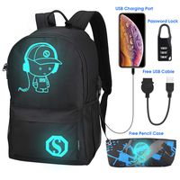 Anime Luminous Backpack, School Backpack Casual Daypack for, Black, Size Large