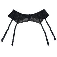 TVRtyle Black Lace Sexy Women Metal Clips Garter Belts for Stockings (Large) (X-Large)