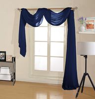 Decotex Premium Quality Sheer Voile Scarf Valance for Home & Event Designs (37" X 216", Navy Blue)