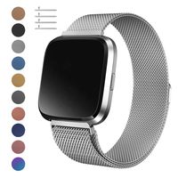 Meikeio Metal Replacement Bands Compatible for Fitbit Versa/Versa Lite Edition/Versa 2, Stainless Steel Metal Bracelet(Silver,Small)