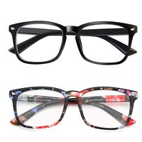 Blue Light Blocking Glasses Square Frame- Sleep Better, Reduce Eyestrain & Fatigue When Gaming, Tablet/Phone Reading, TV (Black&Flower)
