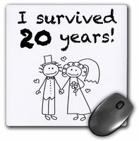 3dRose I survived 20 years. Black. - Mouse Pad, 8 by 8 inches (mp_200829_1)