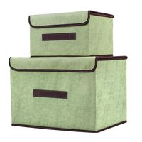 Foldable Storage Boxes Linen Organizer Cubes with Lids For Nursery, Shelf, Closet, Toys ,Book Shelf, Living Room Home Decor (2 Pack, Green)
