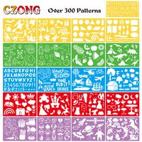 CZONG 21 Pieces Drawing Stencils Set for Kids Over 300 Different Patterns to Draw Imaginative Children's Stories, Washable Craft/Random Colors Bullet Journal Stencil with 1 Storage Bag