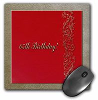 3dRose LLC 8 x 8 x 0.25 Inches Mouse Pad, 65th Birthday Red and Gold Design (mp_33002_1)