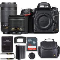 Nikon D750 24.3MP DSLR Camera with AF-P 18-55mm VR Lens & 70-300mm ED Lens Kit + 32 GB Sandisk Memory Card & Deluxe Gadget Case (Renewed)