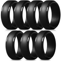ThunderFit Silicone Rings for Men - 7 Pack Rubber Wedding Bands (7 Black Rings,15.5-16 (24.5mm))