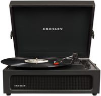 Crosley CR8017A-BK Voyager Vintage Portable Turntable with Bluetooth Receiver and Built-in Speakers, Black