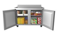 KoolMore 48" Stainless Steel 2 Door Worktop Commercial Freezer with 3 1/2 Backsplash - 12 cu.ft