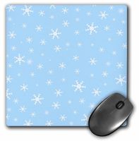 3dRose LLC 8 x 8 x 0.25 Inches White and Blue Snowflakes Christmas Winter Weather Art Mouse Pad (mp_130617_1)