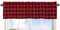 Sweet Jojo Designs Woodland Buffalo Plaid Window Treatment Valance - Red and Black Rustic Country Lumberjack