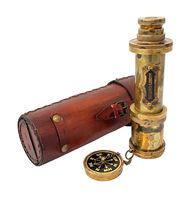 Brass Nautical - 18 inches Antique Telescope / Spyglass Replica in Leather Box (Dollond London's)