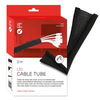 Cable Management Cord Cover, Self-Closing, 2m, Black - Cut-to-Size & Flexible Wire Molding, Wire Wrap, Cable Sleeve, Cord Organizer, Cable Raceway, Cord Manager, Cord Keeper - LTC 5110 Cable Tube