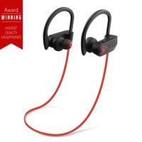 PrimeWire Powerbuds Bluetooth Earbuds, The Best Wireless Sports Earphones w/Mic IPX7 Waterproof HD Stereo Sweatproof in Ear Earbuds for Gym Running 8 Hour Battery Noise Cancelling Headphones- Red
