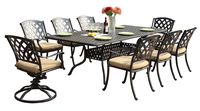Darlee 201630-9PC-30SL Ocean View Cast Aluminum 9 Piece Rectangle Dining Set and Seat Cushions, 42" by 92", Antique Bronze