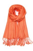 Achillea Large Soft Silky Pashmina Shawl Wrap Scarf in Solid Colors (Orange)