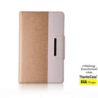 Samsung Galaxy Tab A 8.0 Case Rotating Case by Thankscase,Cover Only for Tab A 8.0 2015 Release SM-P350/SM-T350 with Wallet and Pocket with Hand Strap with Smart Cover Function (Gold)