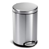 simplehuman 4.5 Liter / 1.2 Gallon Round Bathroom Step trash can, Brushed Stainless Steel