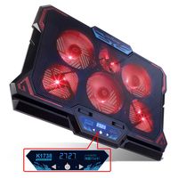 KEYNICE Laptop Cooling, 12-17 inch Laptop Cooling Pad, Laptop Cooler with 6 Quiet Fans, Dual USB Port, 5 Wind Speed Adjustable, Red LED Light, Gaming Cooling Fan for Laptop, Portable Notebook Cooler