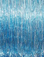 GOER 3.2 ft x 9.8 ft Metallic Tinsel Foil Fringe Curtains for Party Photo Backdrop Wedding Decor (Light Blue,1 Pack)