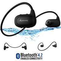 [Upgraded] Waterproof Bluetooth Earbuds, Alpatronix [HX250] BT 4.2 IPX7 Wireless Sweatproof Sport Headphones & Headset w/Mic, 8GB Built-in Flash Drive for Swimming and Running Earphones - Black